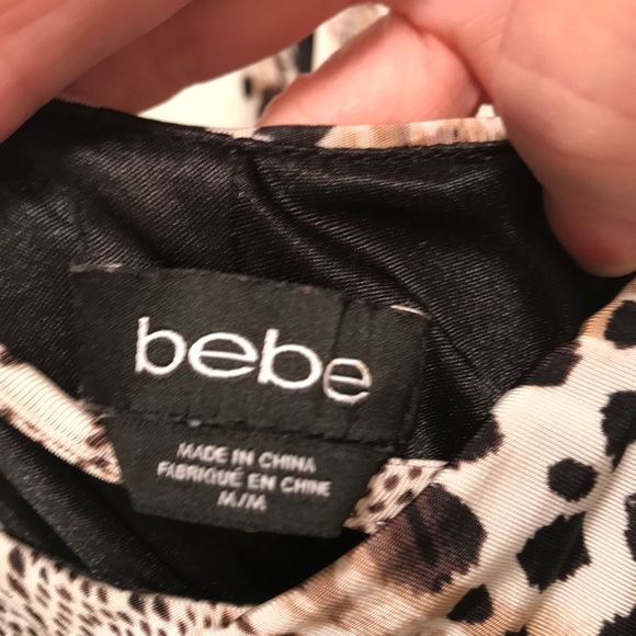 Bebe Snake Skin Print Mini Dress with Gold Chain Criss Cross Straps Cowl Neck - Picture 11 of 11